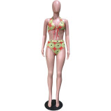 Sexy Printed 3pcs Swimsuit With Cover Up Bikinis Sets OD-8269
