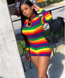 Rainbow Stripes Sexy Tight Rompers ARM-8027
