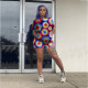 Tie Dye Print Casual Short Two Piece Sets AWN-5039