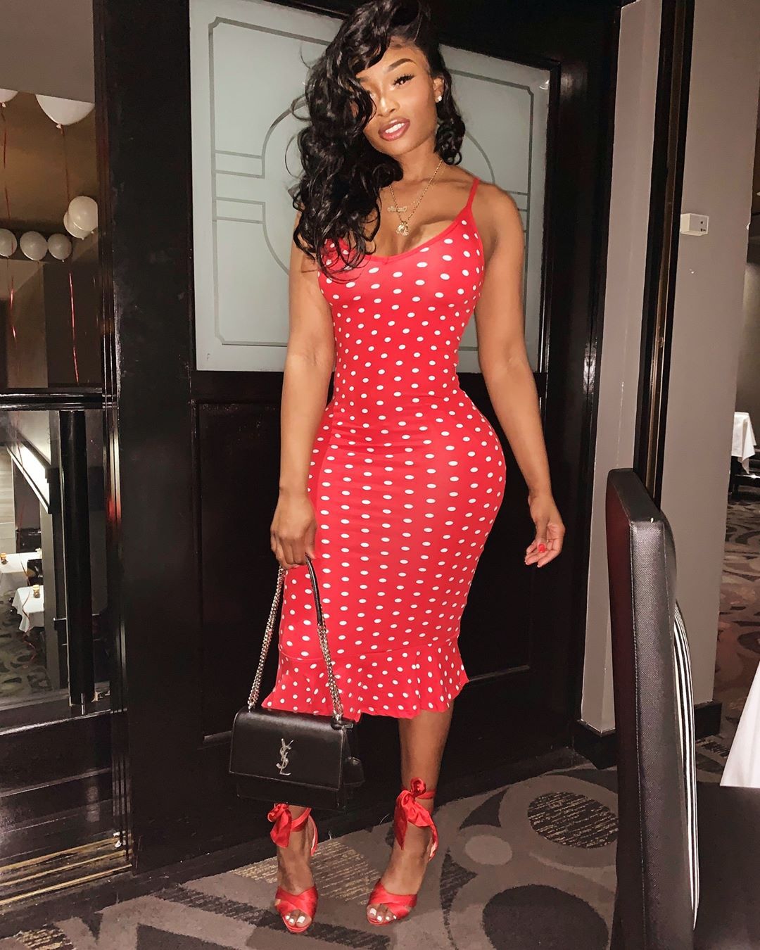 h&m polka dot midi dress