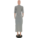 Casual Patchwork Loose Long Maxi Dresses FNN-8266