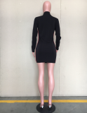 Casual Zipper Long Sleeve Mini Dress ORY-5060