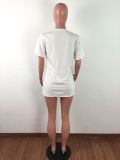 Casual Printed Short Sleeve O Neck T Shirt Dresses LA-3120