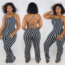 Plus Size Striped Straps Backless Jumpsuits ARM-8061