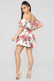 Floral Print Sexy Slash Neck Rompers MOF-5085