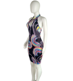 Sexy Backless Print Dress YM-9014
