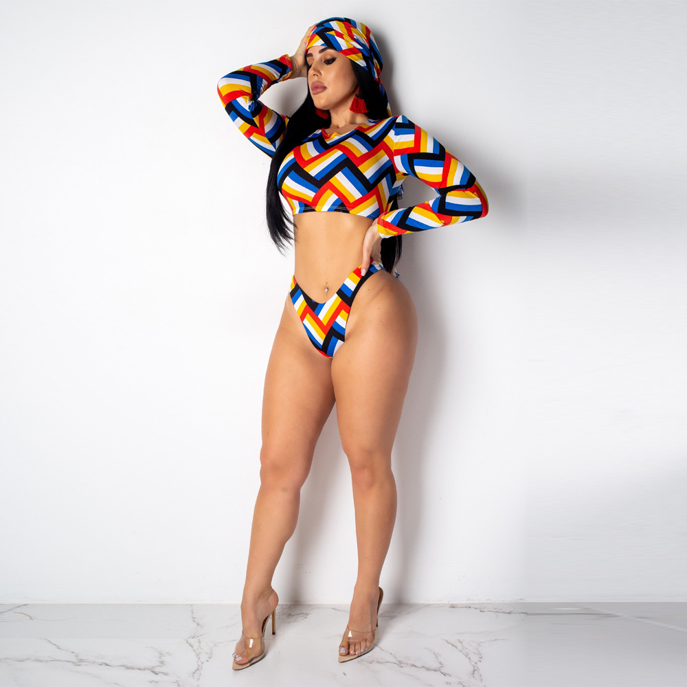 bathing suit with matching head scarf