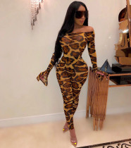 Sexy Slash Neck Leopard Printed Two Pieces Sets CH-8066-1