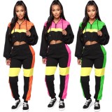 Contrast Color Hooded Tracksuit Two Piece Sets YMT-6110