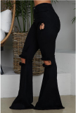 Plus Size Denim Ripped Holes Flares Bodycon Jeans CQ-5268