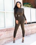 Sexy Backless Long Sleeves Sashes Skinny Jumpsuits HM-6159