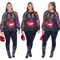 Plus Size Sequined Patchwork Pullover Sweatshirt CQ-5281