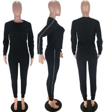 Casual Long Sleeve Zipper Two Piece Pants Set MX-998028