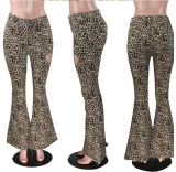 Plus Size Camouflage Ripped Holes Flares Bodycon Pants MOF-5111