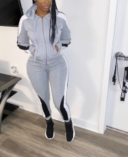 Plus Size Casual Hooded Zipper Two Piece Sets BLX-7340