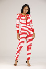 Plus Size Stripe Buttons One Piece Jumpsuits YM-9180