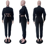 Trendy Tie Up High Collar 2 Pieces Pant Suit LSL-6321
