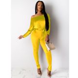 Sexy Velvet Batwing Sleeves Sashes Jumpsuits CH-8089