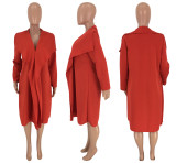 Trendy Lapel Full Sleeve Long Cardigan Coat MEI-9067