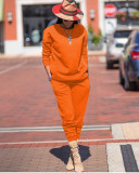 Solid Long Sleeve Casual Sporty Two Piece Sets TR-991