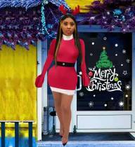 Christmas Flare Sleeves Party Club Costume Mini Dress NM-8086