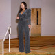 Sexy V Neck Long Sleeve Belted Jumpsuits SMR-9529