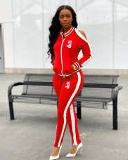 Casual Tracksuit Cold Shoulder Two Piece Sets YNB-7050