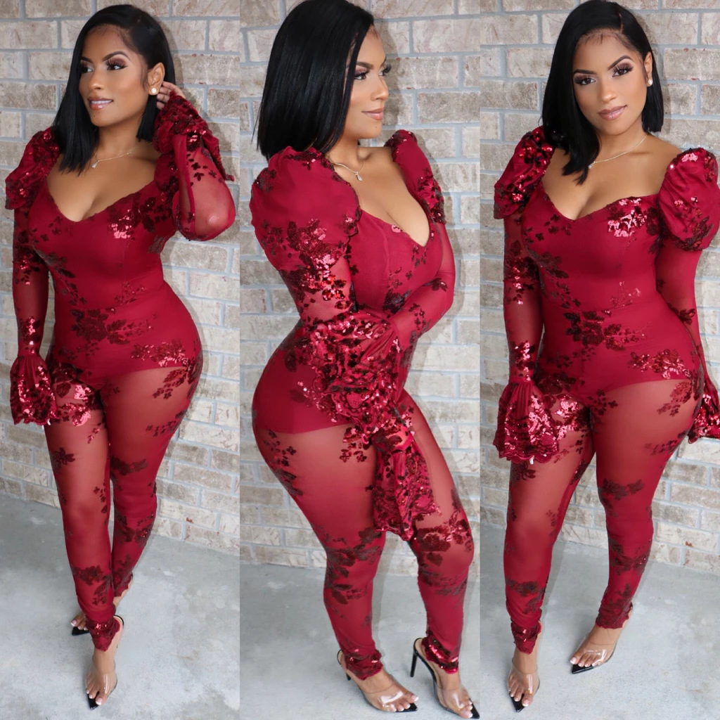 sequin bodycon jumpsuit