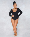 Solid Long Sleeve Sexy Bodycon Bodysuit WY-6502