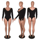 Solid Long Sleeve Sexy Bodycon Bodysuit WY-6502