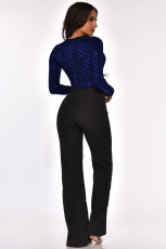Sexy Deep V Neck Sashes Long Sleeve Jumpsuit OSM-4094