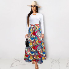 Trendy Printed High Waist Long Maxi Skirt PN-6275