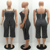Sexy Striped Calf Length Strap Jumpsuits MAE-2020