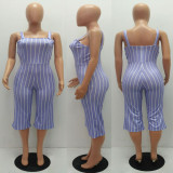 Sexy Striped Calf Length Strap Jumpsuits MAE-2020