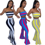 Stripe Tube Top Two Piece Pant Set HMS-5253