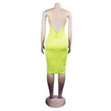 Solid Color Backless Club Dress AIL-028