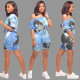 Tie Dye Print Tie Up Two Piece Shorts Sets SMD-2022