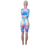 Fashion Tie-dye Print Camisole Romper CHY-1164