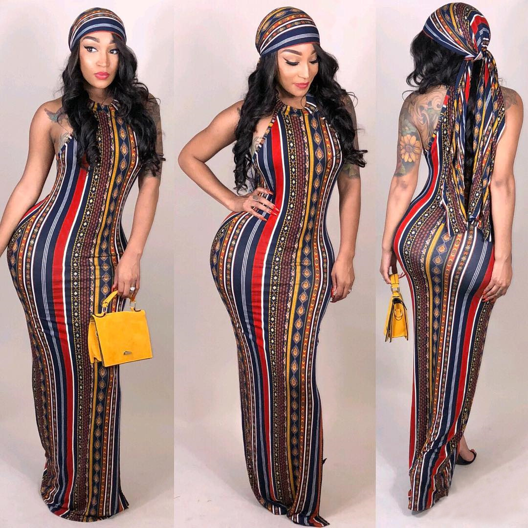 maxi dress with headscarf