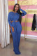 Solid Long Sleeve Wide Leg Pant 2 Piece Sets LUO-3030