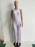 Solid Color Sling Round Neck Sleeveless Sexy Jumpsuit LSD-8230