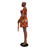 Floral Print Strapless Rompers+Cardigan Coat 2 Piece Sets TR-1009