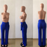 Solid Color High Waist Sashes Long Pants OD-8021