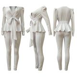 Fashion Ruffle Casual Two-piece Suit CM-639