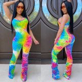 Colorful Printed Pleated Sling jumpsuit CH-8098