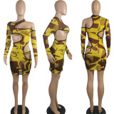 Colorful Printed Hollow Out Club Dresses TK-6063