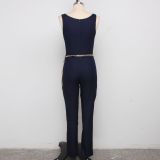 Sexy Fashion Suspenders Stitching Casual Jumpsuit SMR-9578