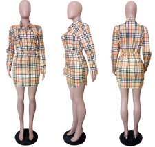 Casual Plaid Print Long Sleeve Shirt Dress LSL-6319