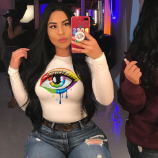 Colorful Eyes Printed Long Sleeve T-shirt LM-8081