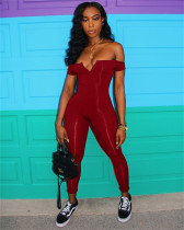 Plus Size V-neck Tube Top Jumpsuit CHY-1049